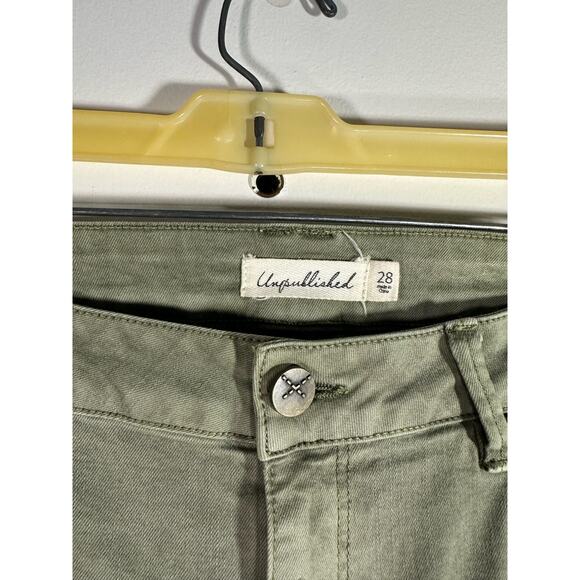 Unpublished Anthropologie Green Midrise Denim Straight‎ Leg Jeans Cuffed Hem 28 - Picture 11 of 11